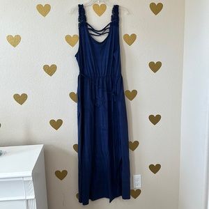 Maxi sundress size 3X crochet sleeves blue